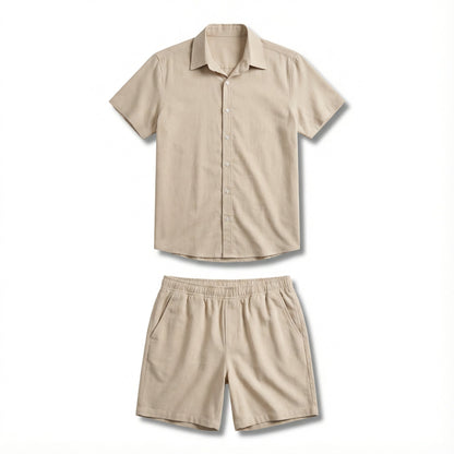 Herren-Set Capri aus Premium-Viscolino - Hemd und Shorts