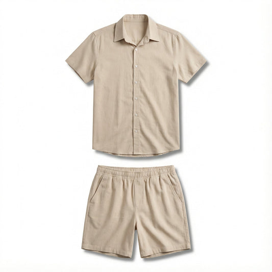 Herren-Set Capri aus Premium-Viscolino - Hemd und Shorts