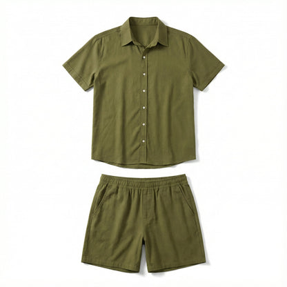 Herren-Set Capri aus Premium-Viscolino - Hemd und Shorts